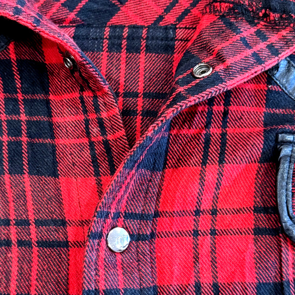 Vintage Clench Flannel Shirt Mens Large Embroidered Lumberjack Snaps Western 2XL - Picture 5 of 12